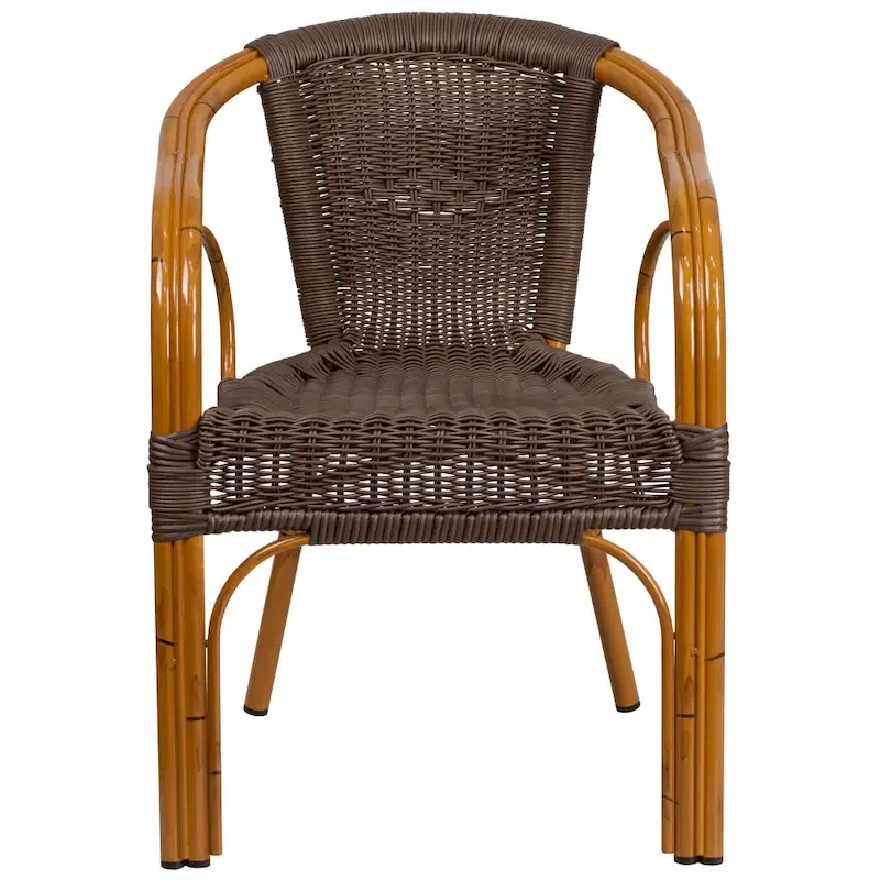Rattan Bamboo-Aluminum Patio Chairs (Set of 3)