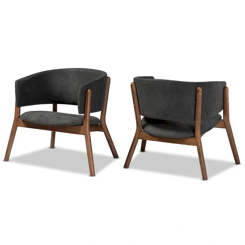 Baron Mid-Century Modern 2-Piece Living Room Accent Chair Set