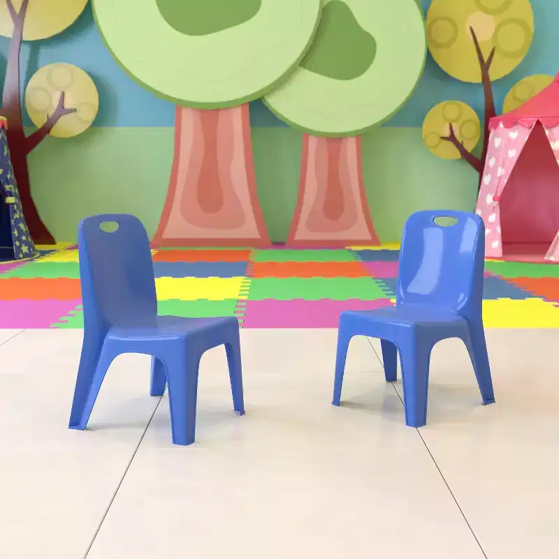 2 Pack Plastic Stackable School Chair with Carrying Handle and 11 Seat Height
