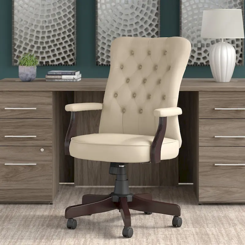 High Back Tufted Office Chair with Arms by
