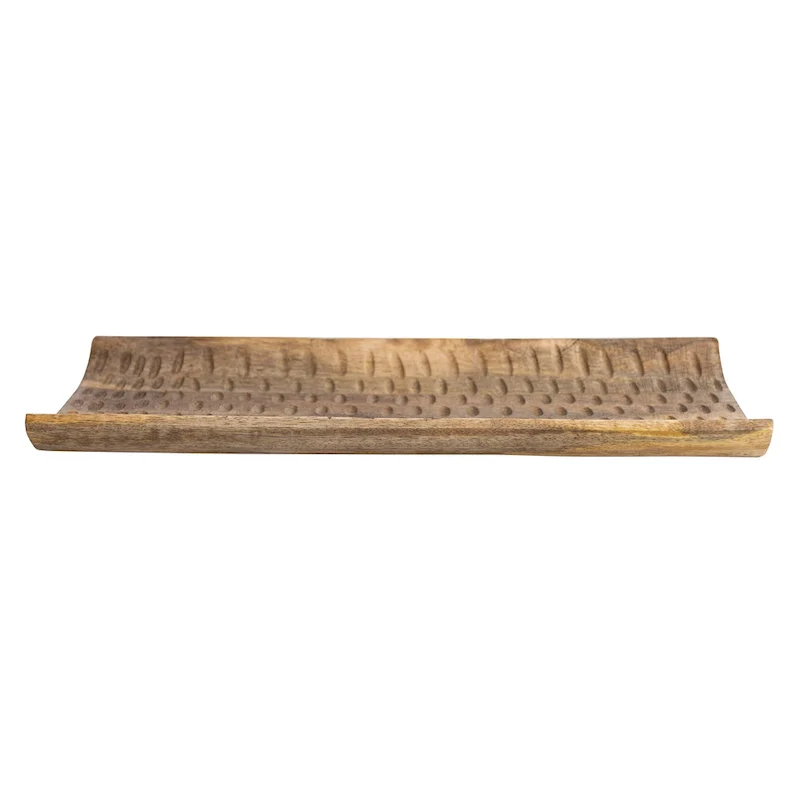 Hand Carved Wood Tray - 15.8 L x 8.0 W x 1.5 H - 15.8 L x 8.0 W x 1.5 H
