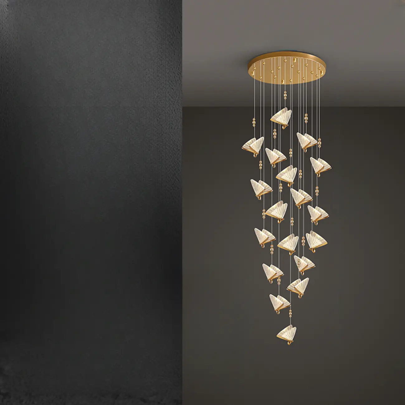 Modern Crystal Linear Butterfly Chandelier Light with Remote