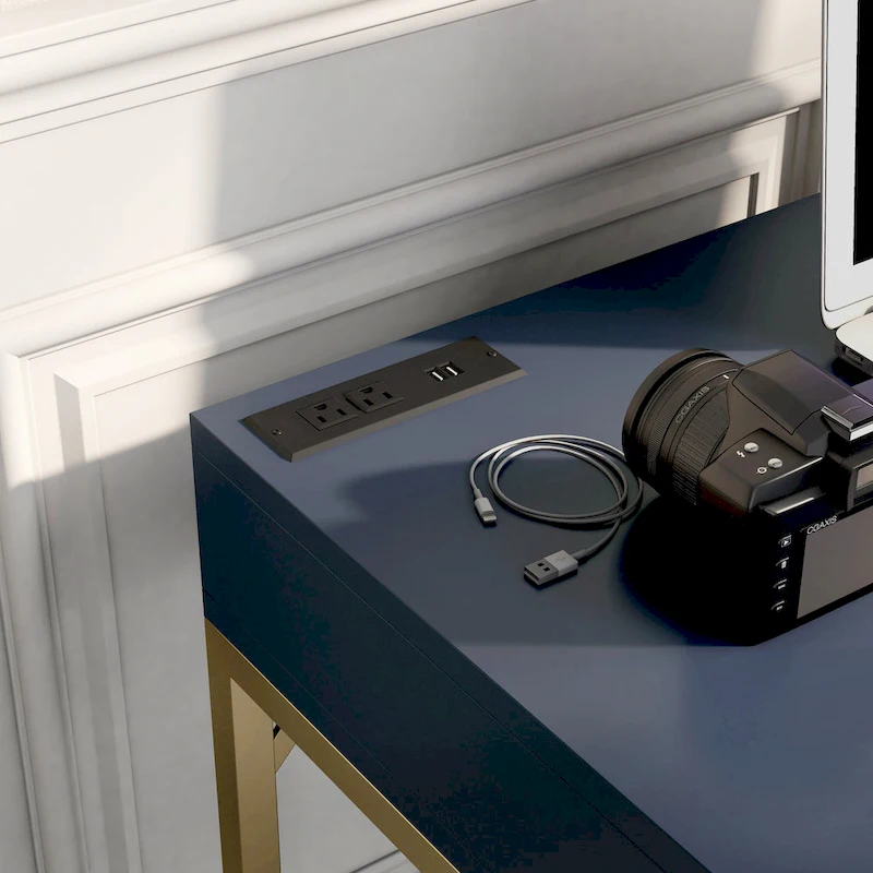 Bird Glam Metal Lift-top L-Shaped Computer Desk with USBs by Furniture of America