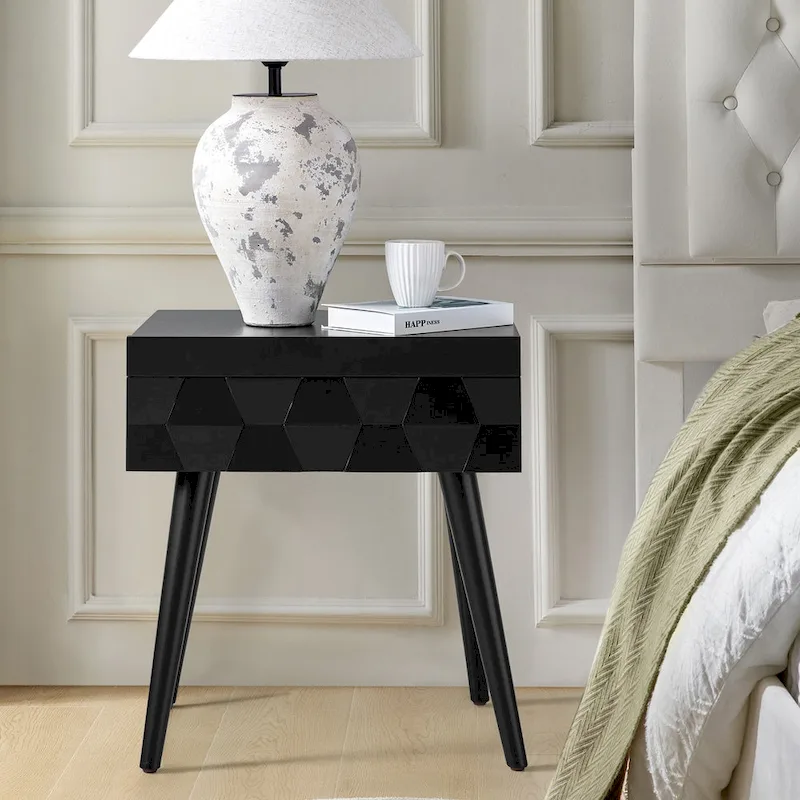 Julian Mid-century  End Table with Charging Station by