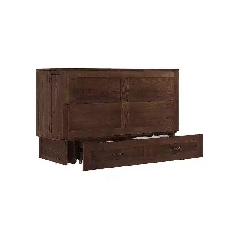Keloyid Haimyy Solid Wood Frame Queen Murphy Bed Chest with Built-in Charger and Strong Drawer