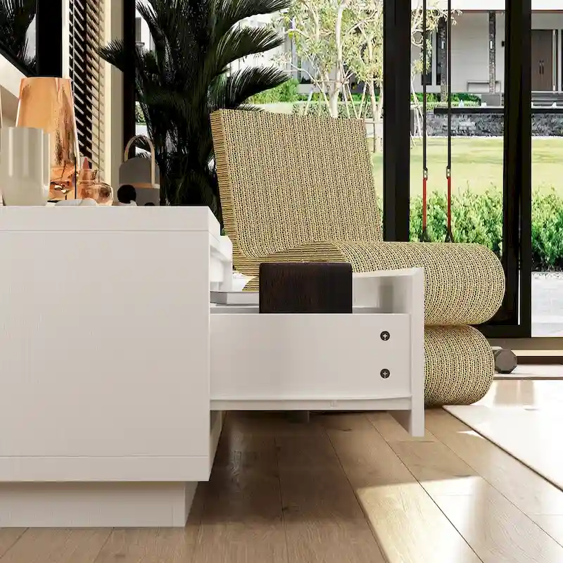 Entertainment Center Table Retracted Extendable TV Stand in Stretch