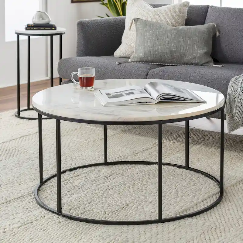 Modern Round Mixed Material Coffee Table