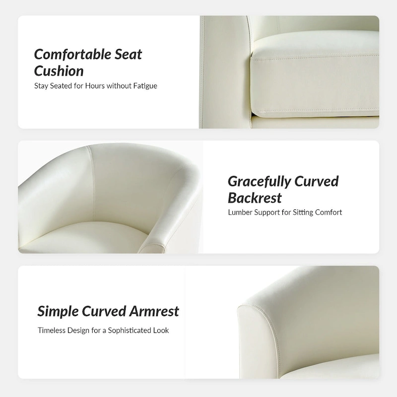 Haley Modern Swivel Barrel Faux Leather Chair with Solid Wood Base by HULALA HOME