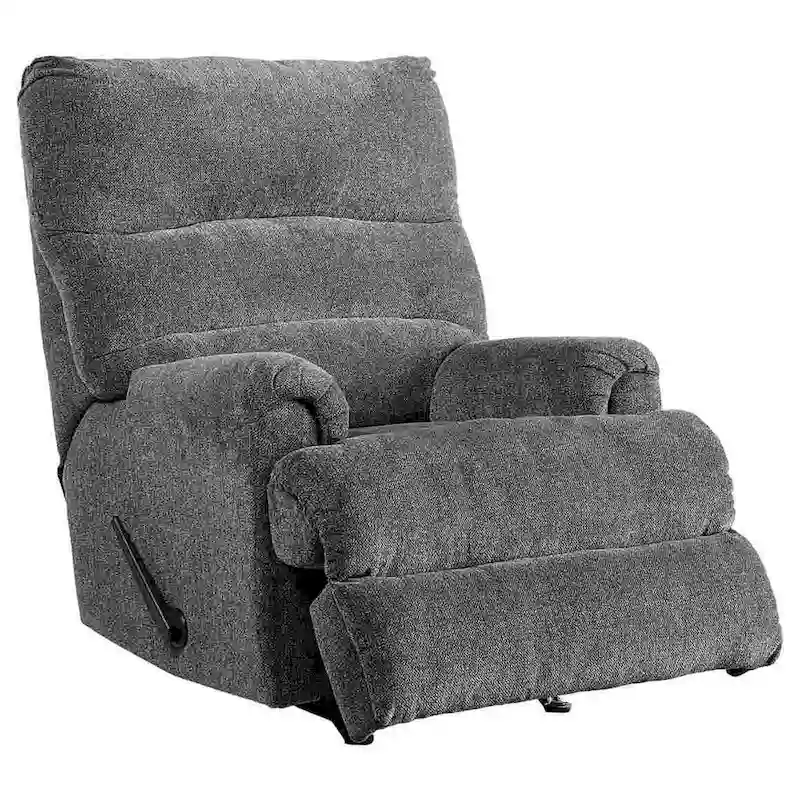 Manual Rocker Recliner with Fabric and Pull Lever, Gray