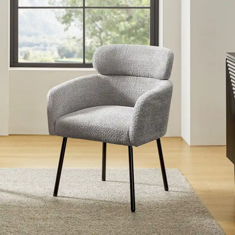 Amos Modern Boucle Dining Chair with Adjustment Feet by HULALA HOME