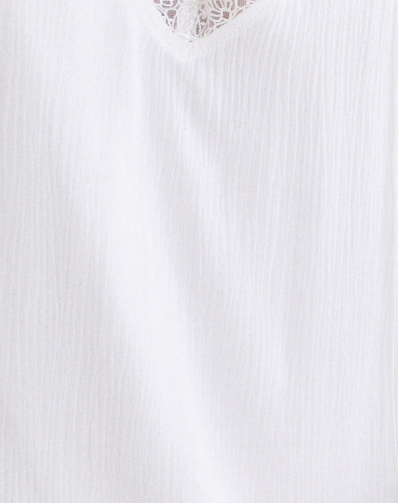 Manika Plunge Babydoll Mini Dress in Rayon White