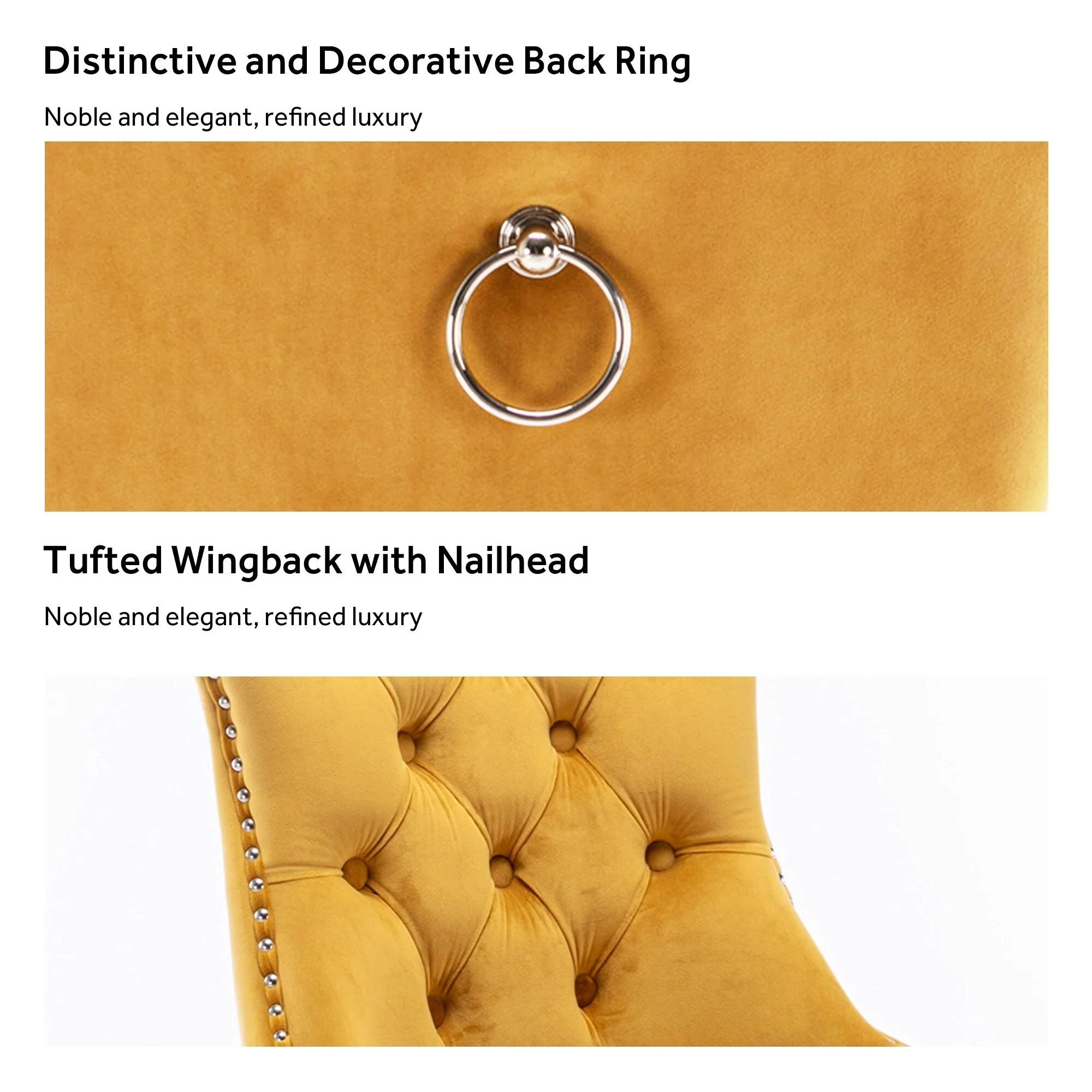 Upholstered Tufted Velvet Dining Chair with Solid Wood Legs Set of 6