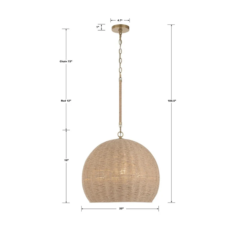 Jace 3 Light Soft Gold Pendant - 20 W x 18 H