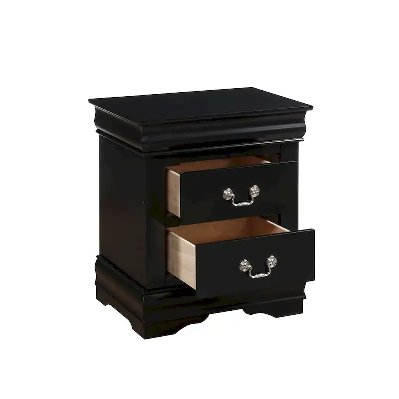 Solid Wood 2-Drawers Nightstands with Metal Handle