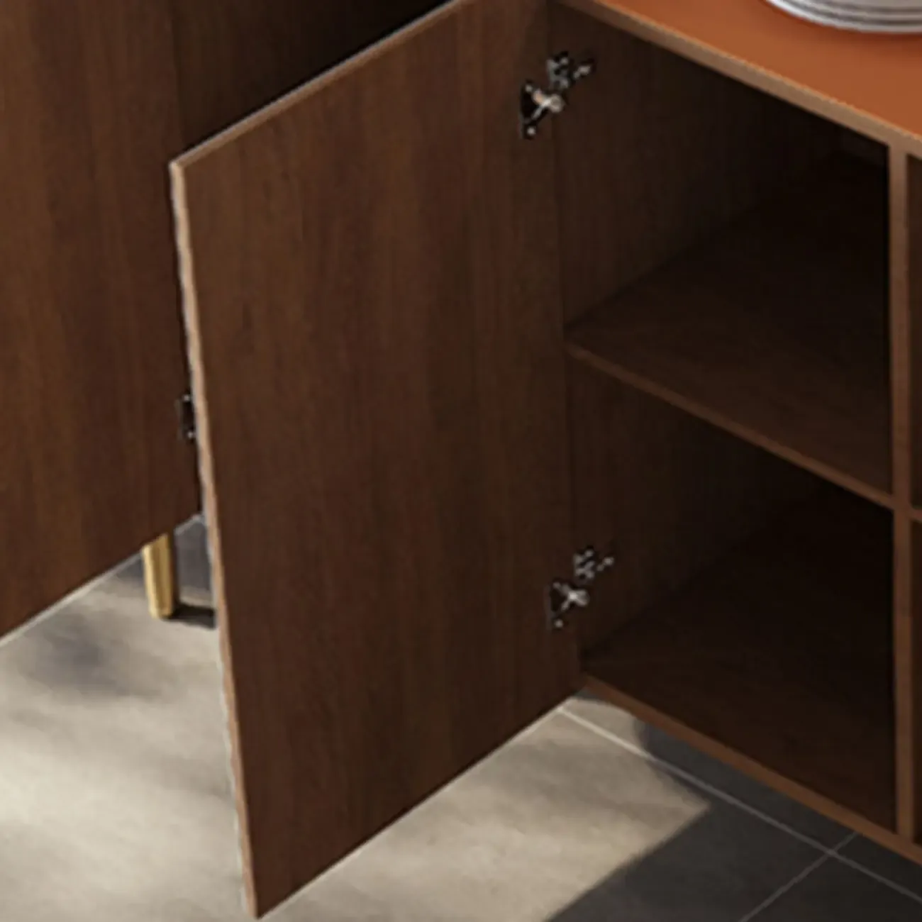 Glam Off-White Wooden Sideboard with Cabinets