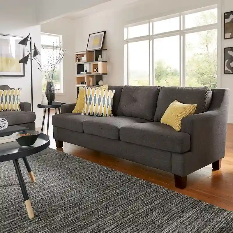 Elston Tufted Linen Track Sofa by iNSPIRE Q Modern