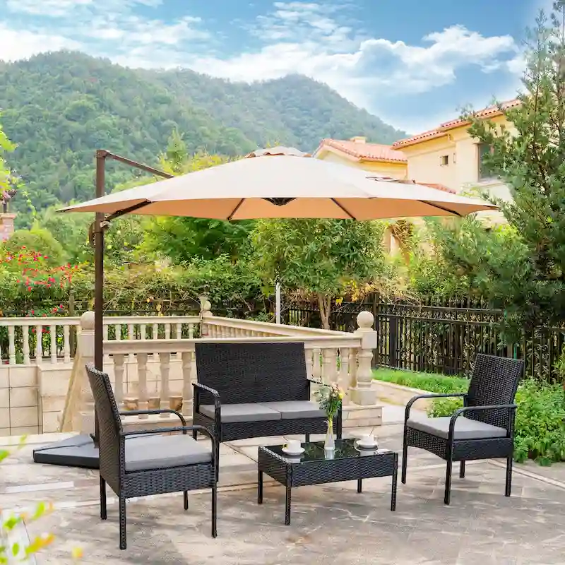 Sonoma 4 Piece Wicker all-weather Conversation Set with Cushions & Coffee Table