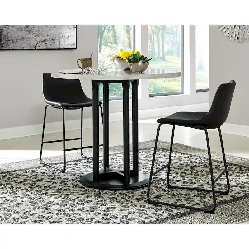 Centiar White/Black Circular Counter Height Table