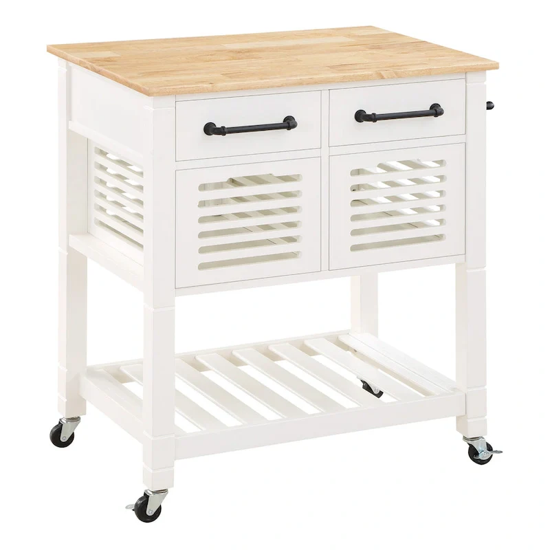 Kitchen Cart with Granite Top and Storage Drawers