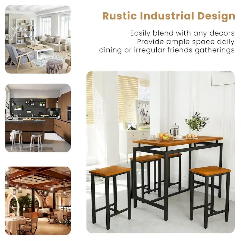 Mieres Modern Farmhouse Counter Height Pub 5-piece Dining Set