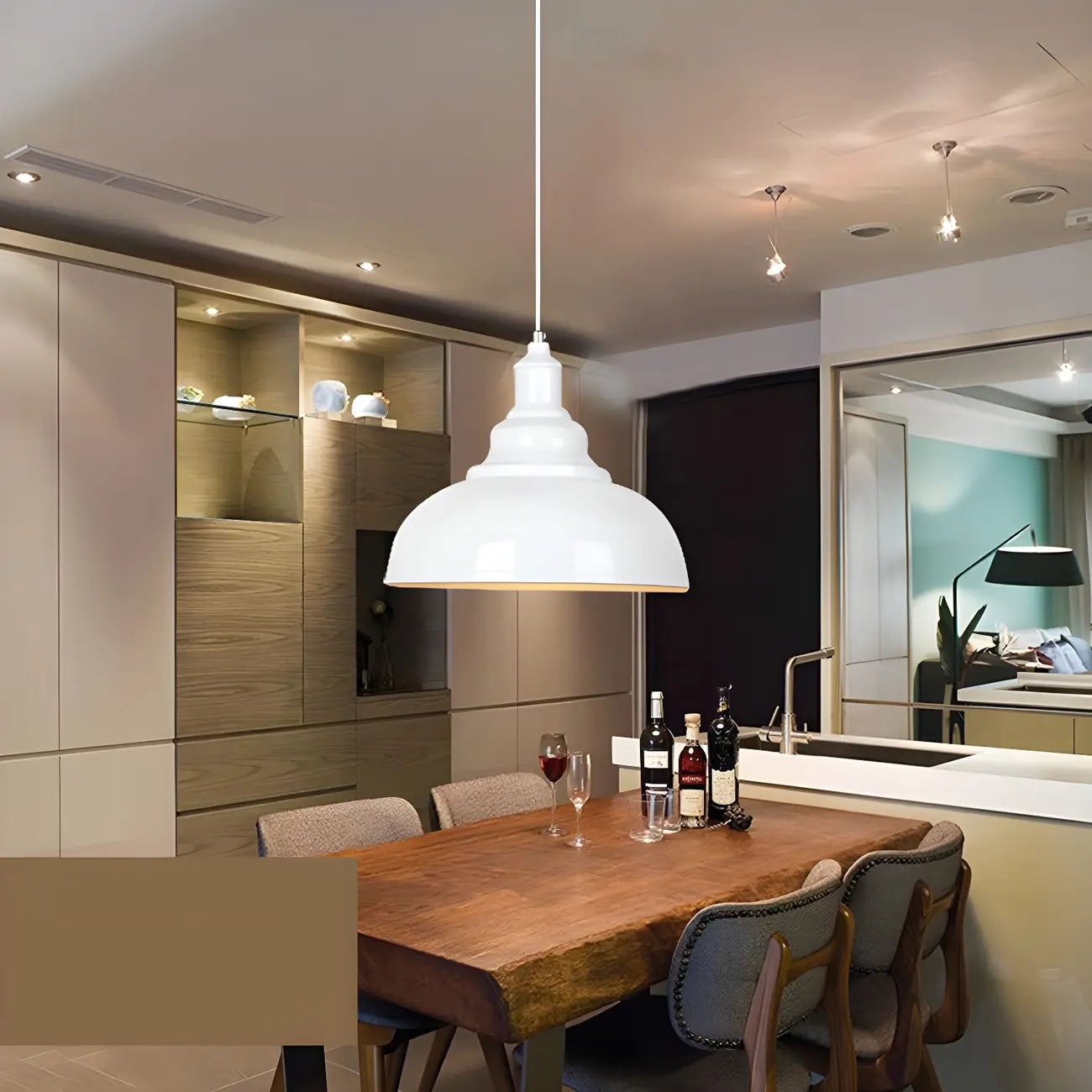 HomeyFad Industrial Warehouse Style Metal Hanging Kitchen Pendant Light