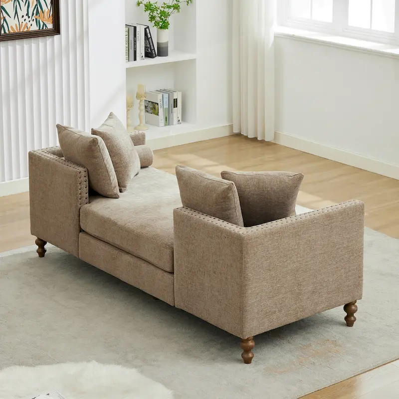 Upholstered Chaise Lounge with Nailhead Trim