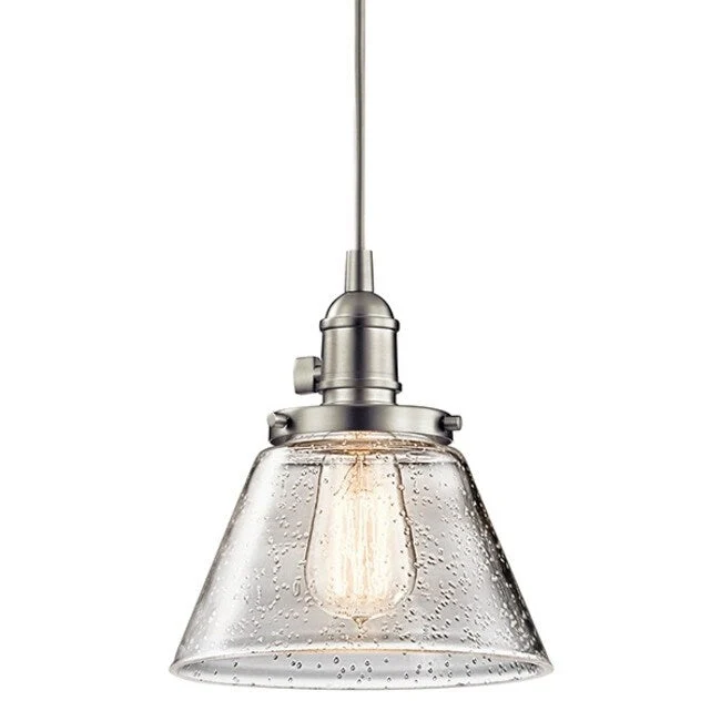Kichler Avery Single Light 8  Wide Mini Pendant with Tapered Clear