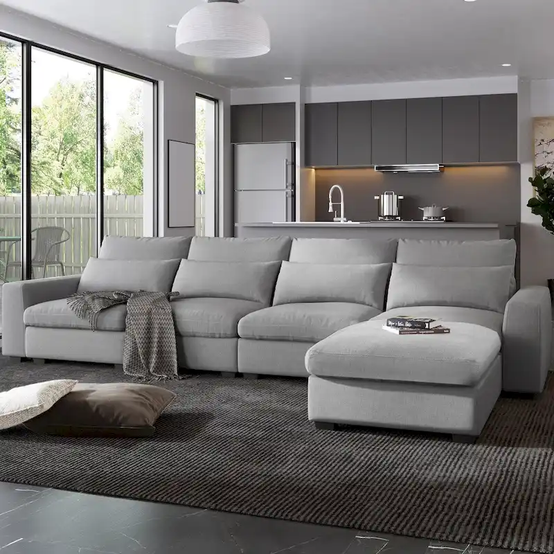Modern Large L-Shape Sectional Convertible Sofa Couch with Reversible Chaise