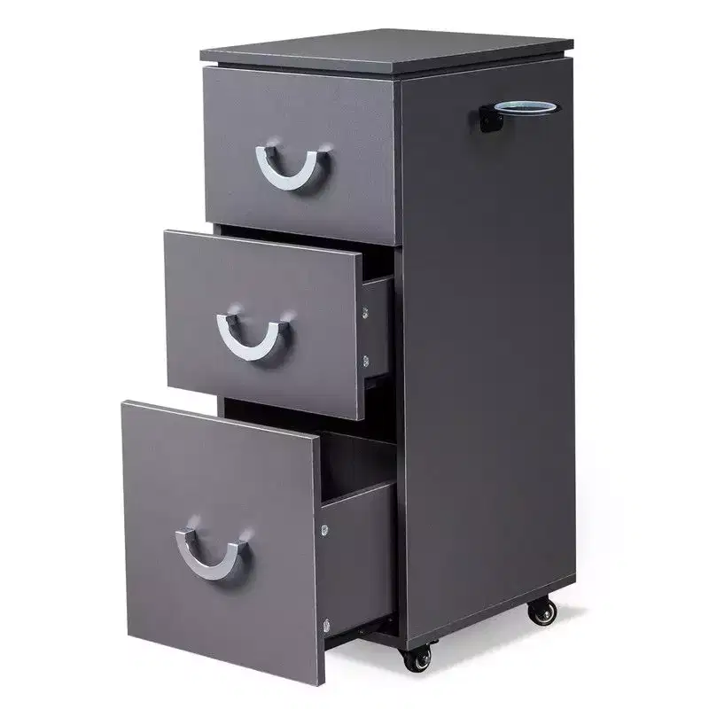 Karl Home Salon Trolley Cart with Wheels, 3 Drawers, Side Tool Holders