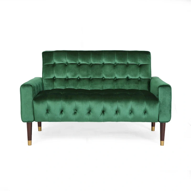 Harnett Tufted Velvet Tapered Leg Loveseat by Christopher Knight Home