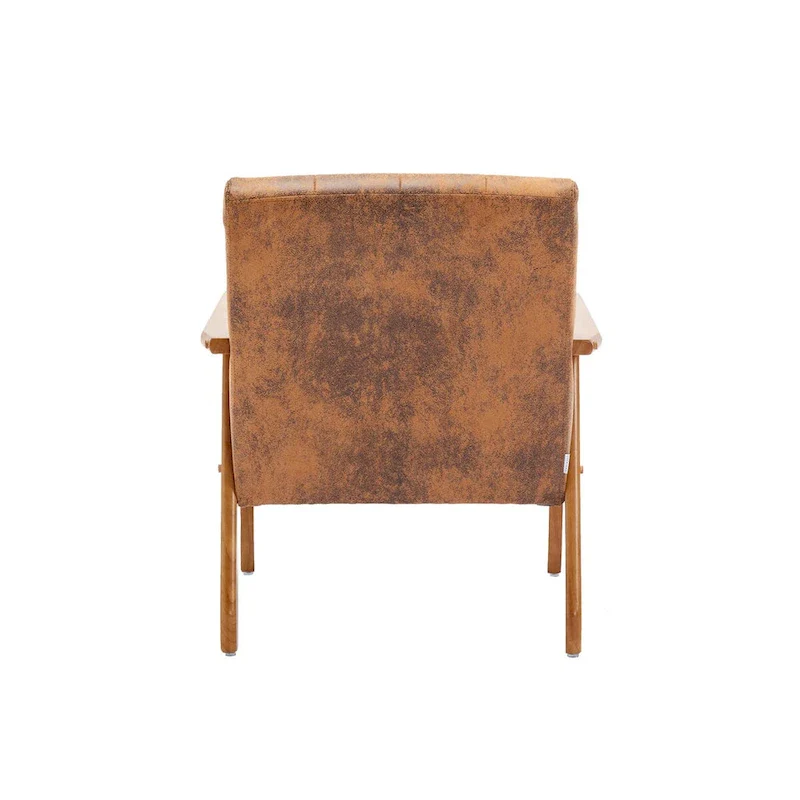 Mid-Century Modern Wooden Upholstered Accent Arm Chair