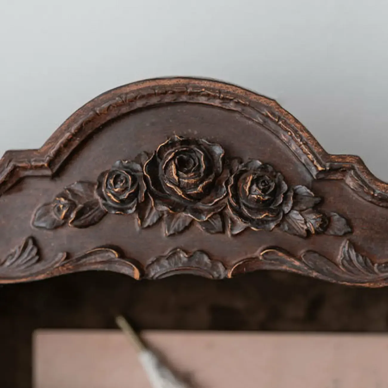 French Country Classic Wall Mount Carved Display Cabinet