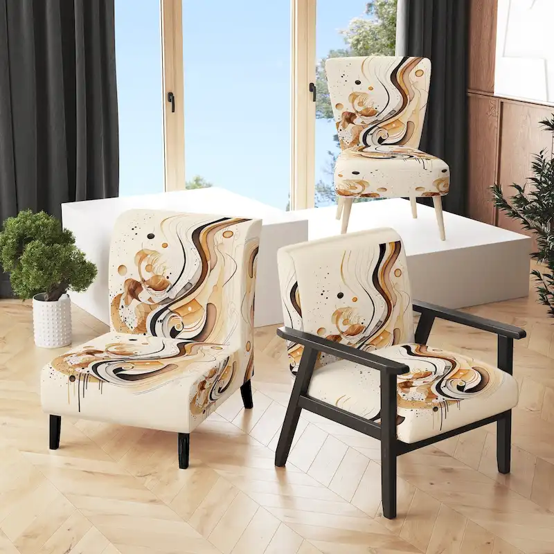 Brown And Black  Upholstered Modern & Contemporary Accent Chair and Modern & Contemporary Arm Chair