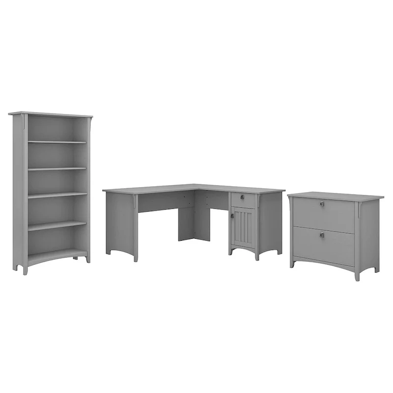 Salinas 60W L Shaped Desk Office Suite in Cape Cod Gray