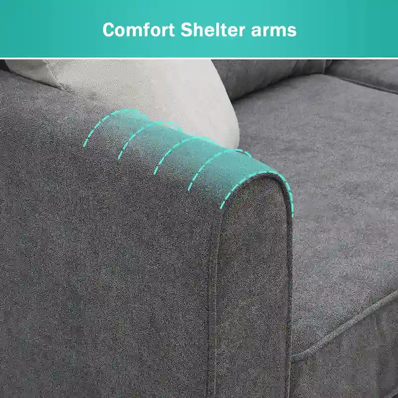 Modern 3-Piece Sectional Sofa, L Shape Upholstered Couch with 3 Pillows