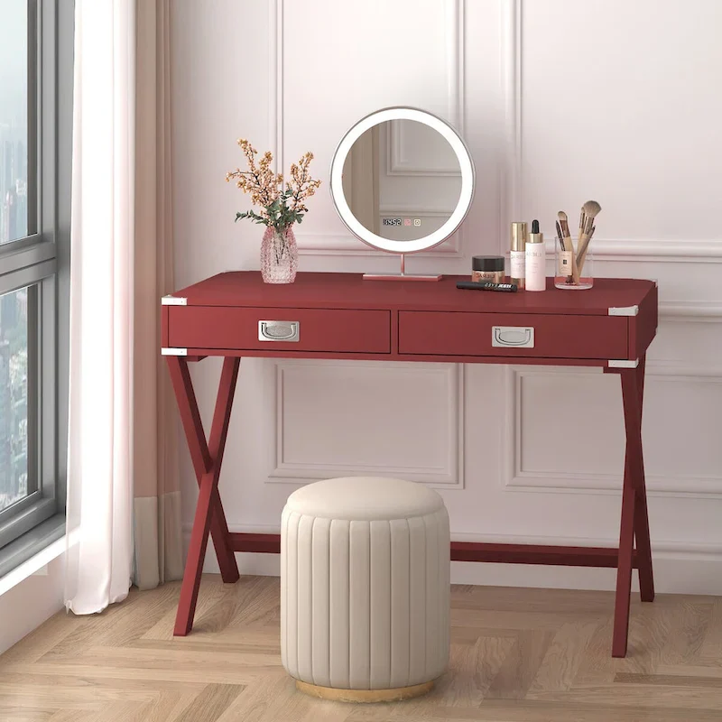 Computer Desk with Drawers, MDF Top & Solid Wood Legs, 42