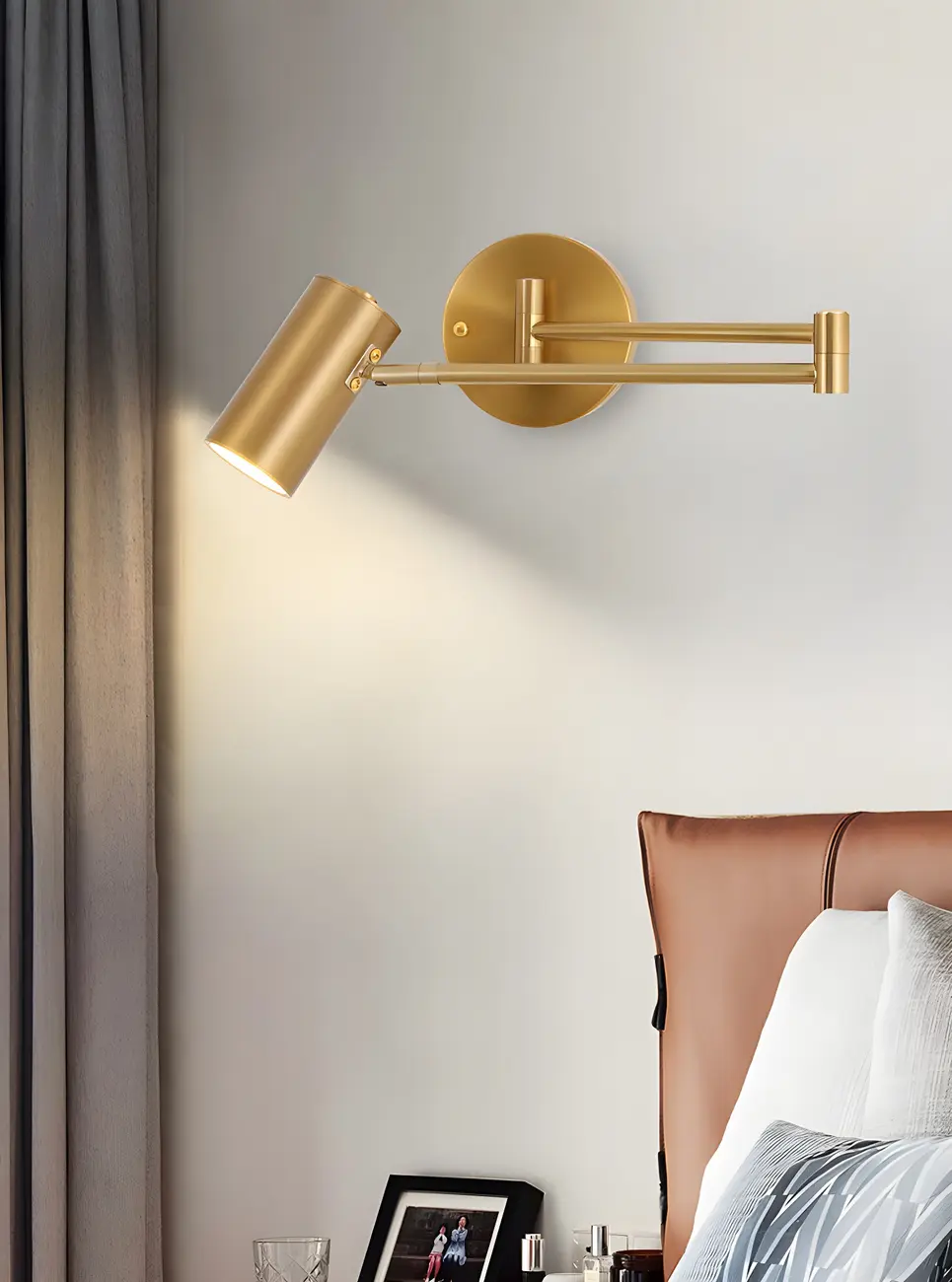 1-Light Cylindrical Metal Arm Swing Wall Light