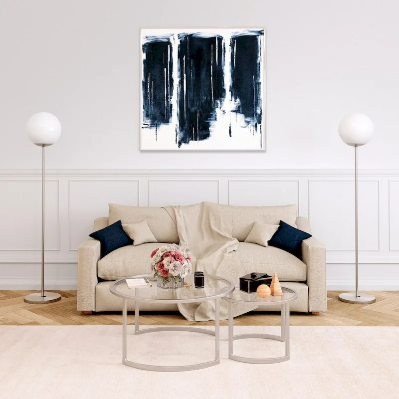 Set of 2 36 Glass And Steel Round Nested Coffee Tables - 36 x 36 x 18