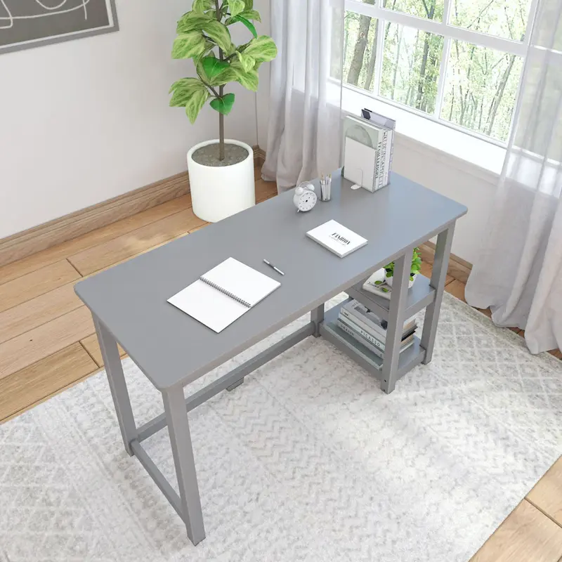 Plank and Beam Desk with Bookshelves