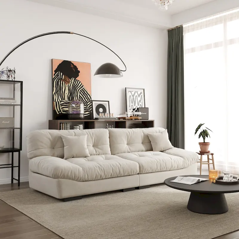 105 Suede Fabric Sectional Sofa Cloud Shape Couch for Living Room