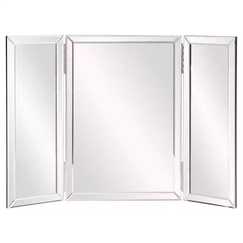 Howard Elliott Rectangle Tripoli Vanity Bathroom Mirror Clear: Modern Freestanding Glass, No Assembly Required
