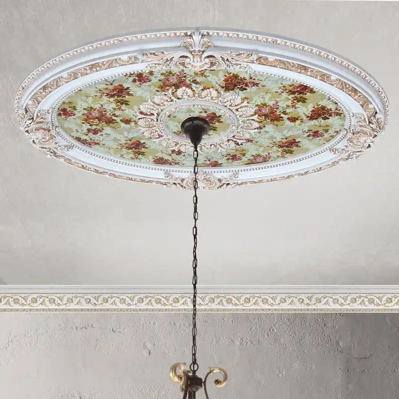 Golden Rocaille Oval Chandelier Ceiling Medallion