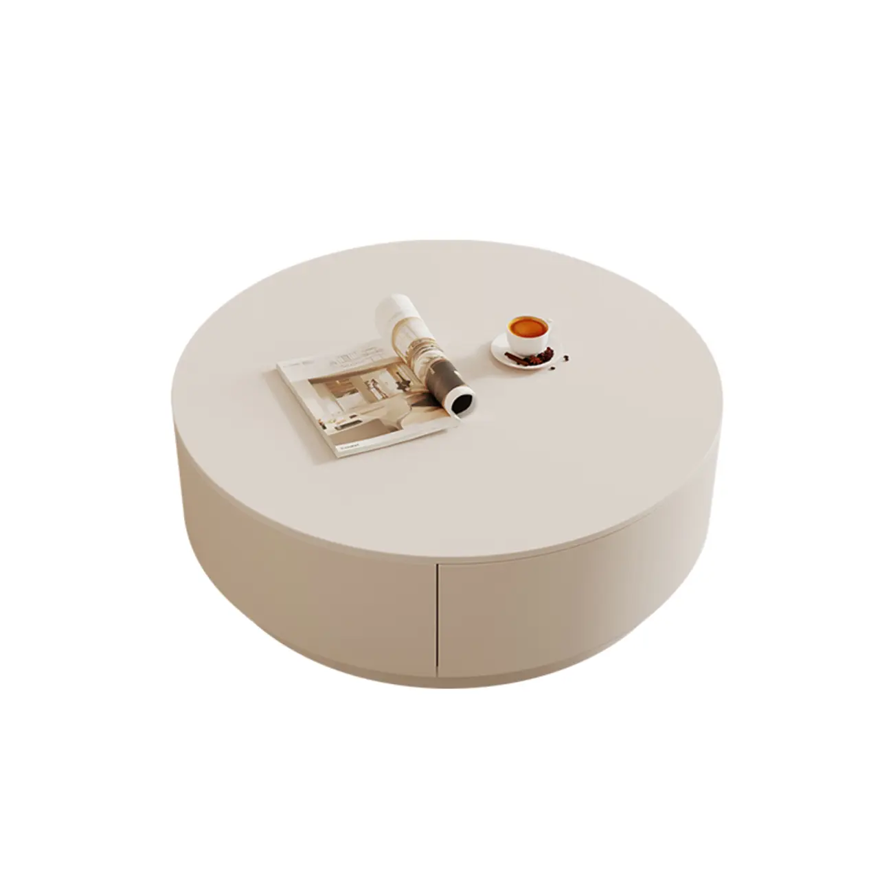 Modern Wood Round Nesting Coffee Table with 2 Drawers