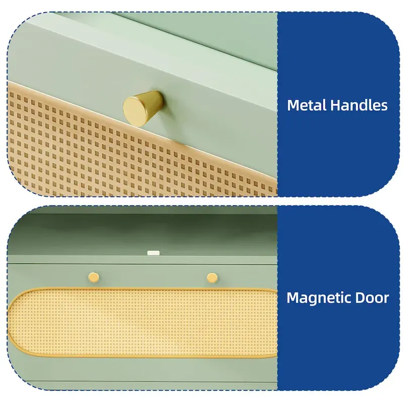 Moasis 70 Rattan Armoire Bedroom Wardrobe with Drawer & Hanging Rod