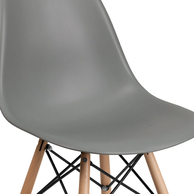 Plastic Chair with Wooden Legs