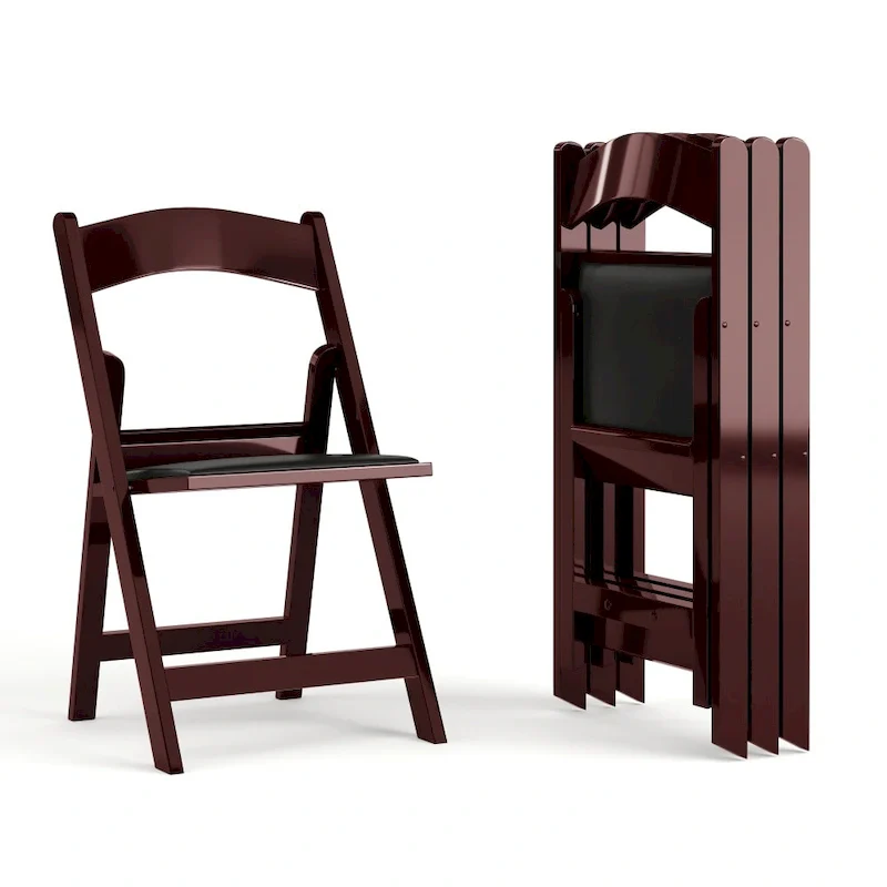 Lightweight Resin Folding Chairs with Vinyl Seats (Set of 4)