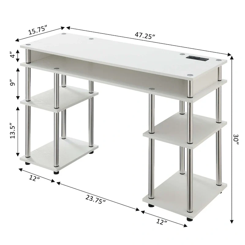 Designs2Go No Tools Student Desk with Charging Station and Shelves