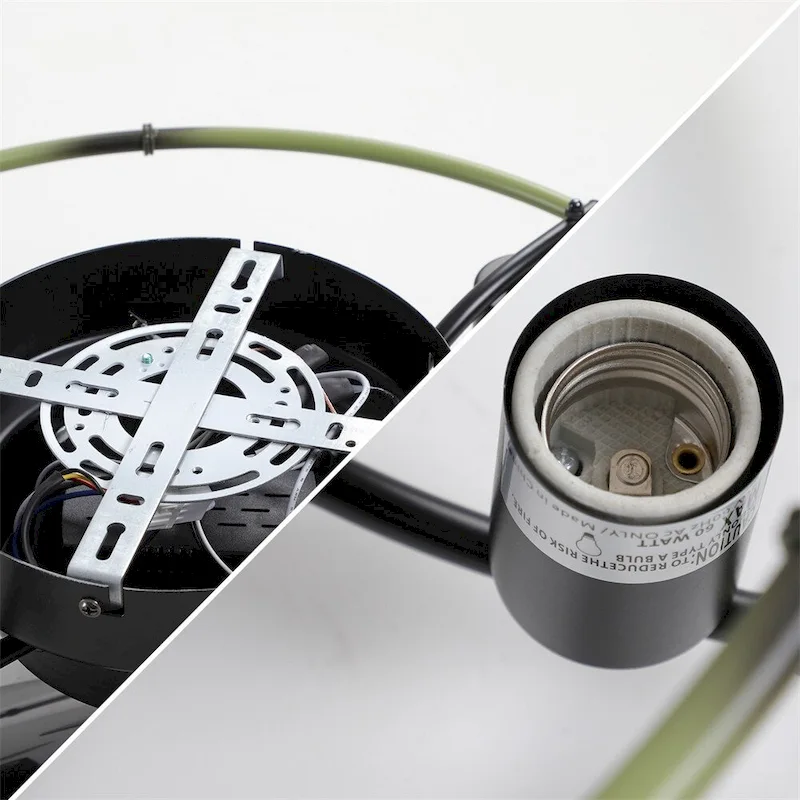 Flush Mount Ceiling Fans with Lights and Remote Control green Caged