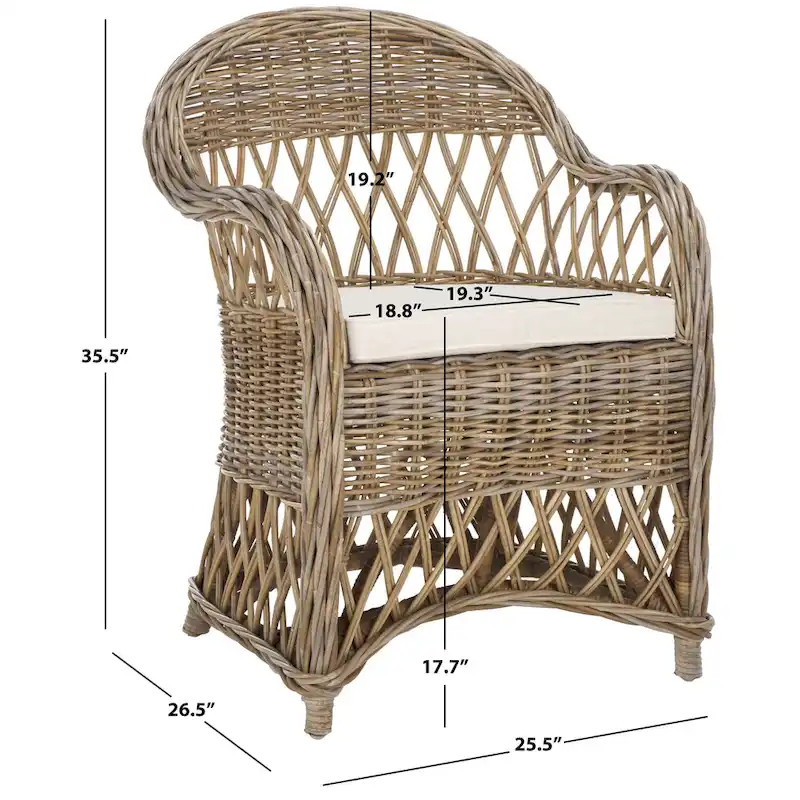 Natural Rattan Lounge Chair — 25.5 x 26.5 x 35.5 — Width 26 x Depth 27 x Height 36