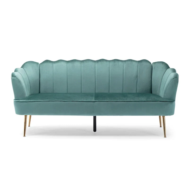 Reitz Glam Velvet Shell 3 Seater Sofa by Christopher Knight Home - 76.25 L x 29.25 W x 33.50 H